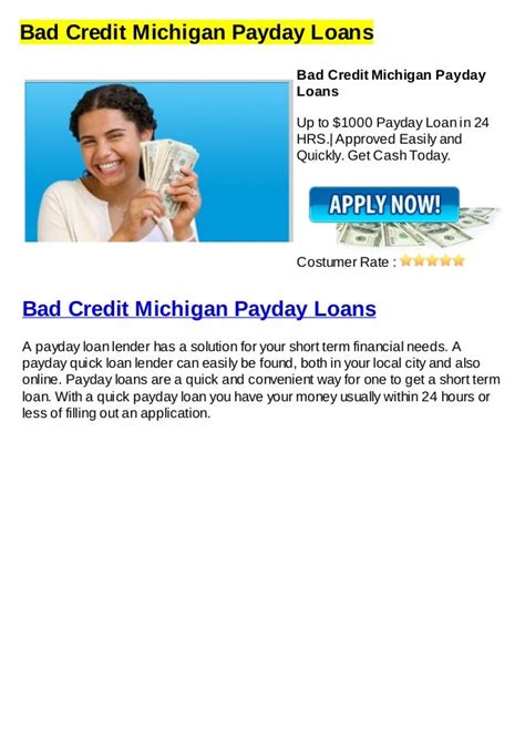 Payday Loans Michigan Bad Credit